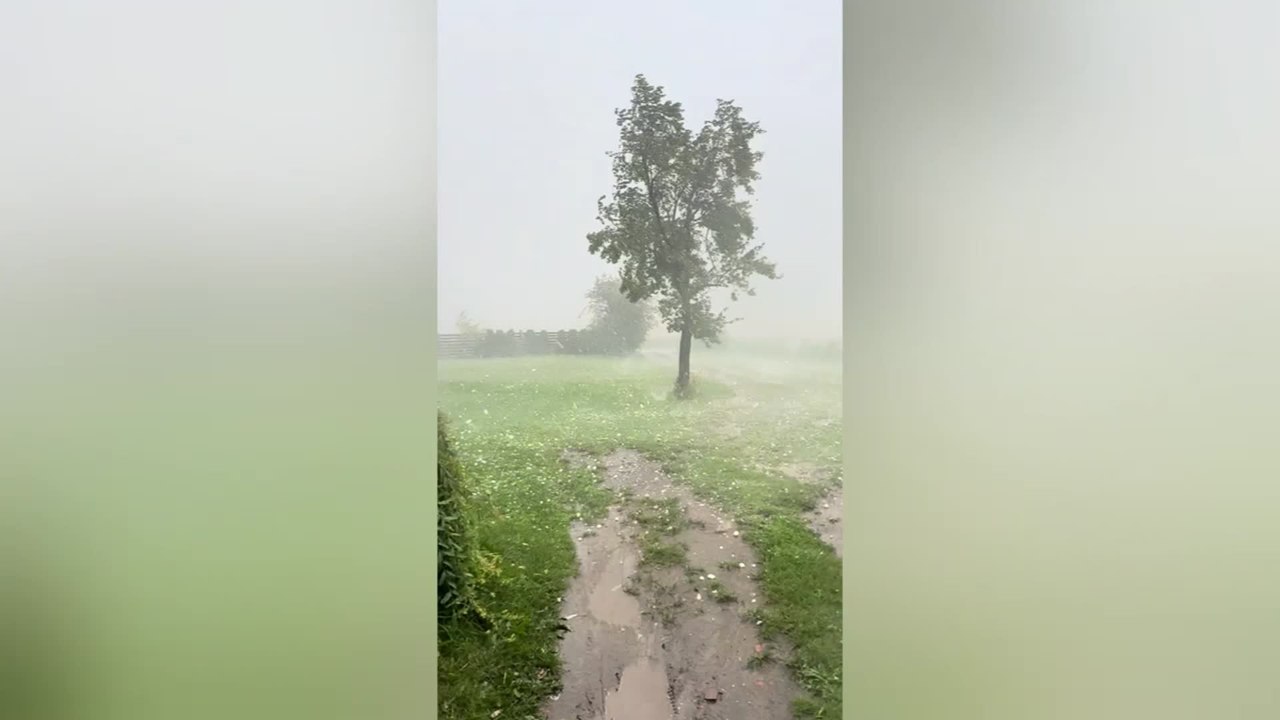Giant Hailstones Pummel Ground During Ferocious Storm