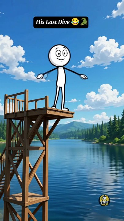 His Last Dive 😂🐊 | Stickman vs Crocodile | Funny Animation