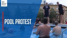 Berlin theatre installs outdoor swimming pool to protest lack of free public spaces