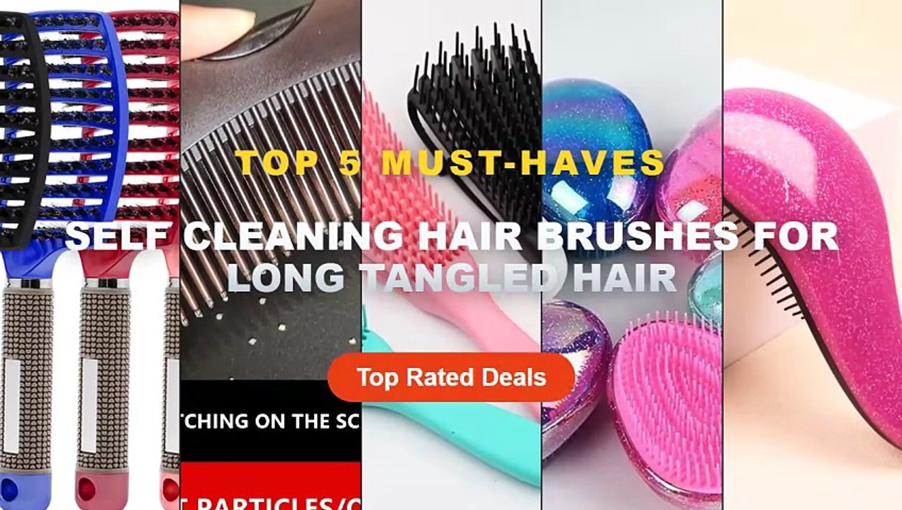 Amazing Self Cleaning Hair Brushes For Long Tan...
