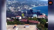 Puerto de Yalta, bajo control ruso, envuelto en llamas — Ataque con drones marinos provoca evacuaciones de emergencia