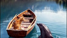 海豚知猫有难...救了猫 Dolphins knew the cat was in danger... saved the cat