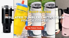 Top 5 Best Insulated Tumblers With Straw For Ice Coffee (Must Have!) - 720ML Stainless Steel Thermos Cup with Straw & Ha...