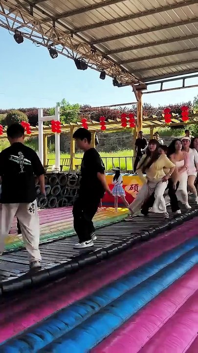 😂 An Amazing Swinging Bridge Full of Laughing Moments! 🌉🤣 #funny