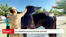 Atlı jandarmalar Salda Gölü'nde devriyede