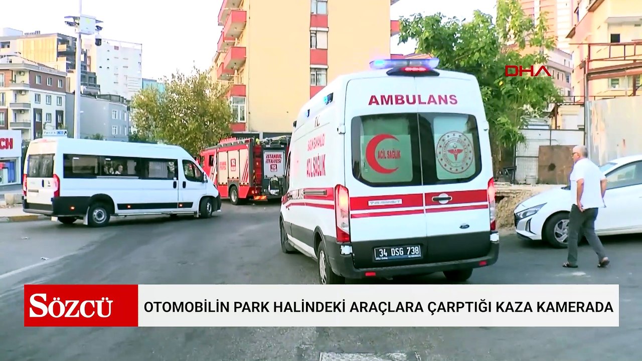 Kartal’da otomobilin park halindeki araçlara çarptığı kaza kamerada