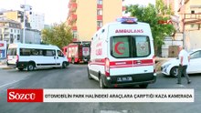 Kartal’da otomobilin park halindeki araçlara çarptığı kaza kamerada