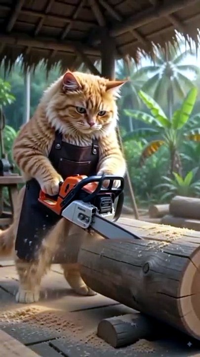 Fluffy Cat Builds Something Amazing! 🐱 | AI Cat Video #Shorts
