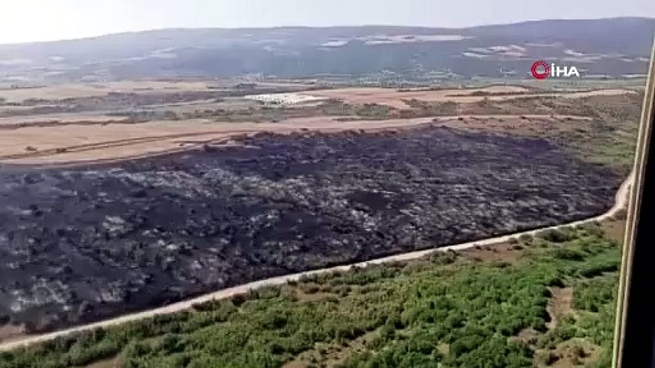 Karacabey’de makilik alandaki yangın fabrikaya ulaşmadan söndürüldü