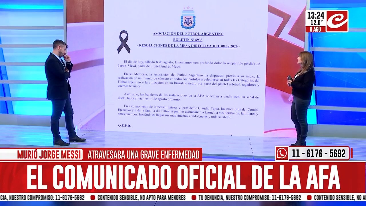 Dolor por la muerte de Jorge Messi: el comunicado oficial de la AFA