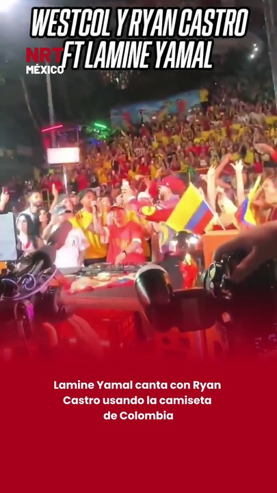 Lamine Yamal canta con Ryan Castro usando la camiseta de Colombia