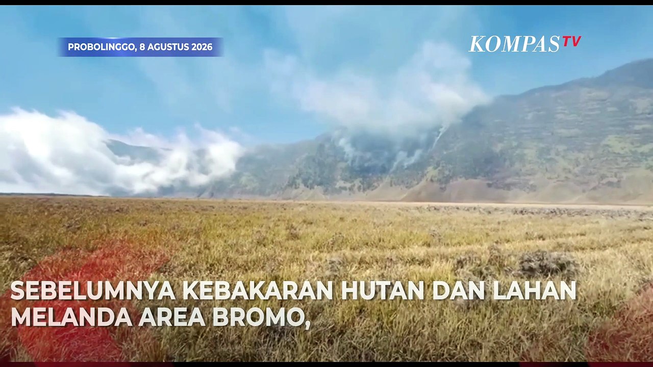 Bromo Kembali Membara, Angin Kencang Bawa Api Melintasi Savana