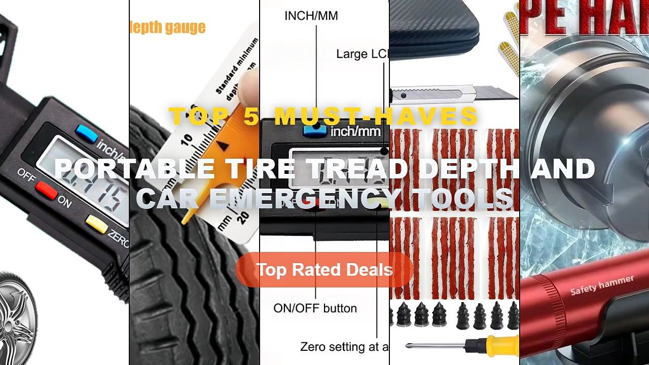 Top 5 Best Portable Tire Tread Depth And Car Emergency Tools (Must Have!) - Aluminum Alloy Car Emergency Safety Hammer, ...