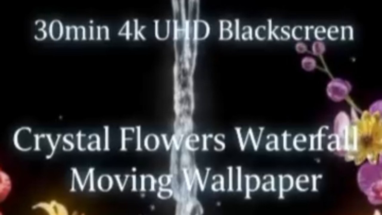 🌸💎 Crystal Flower Waterfall ✨ 4K Black Screen | 30 Min AMOLED Moving Wallpaper | Relaxing Nature