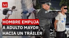 Joven es detenido tras empujar a adulto mayor hacia un tráiler: ¿qué se sabe del caso?