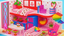 Build a Strawberry Mini House with Bedroom & Bathroom Inside! 🍓💗 DIY Miniature House