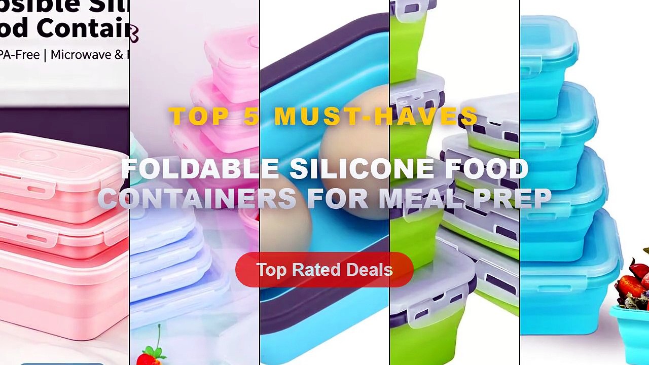 Amazing Foldable Silicone Food Containers For Meal Prep You Need To See - 4PCS Silicone Collapsible Food Storage Contain...