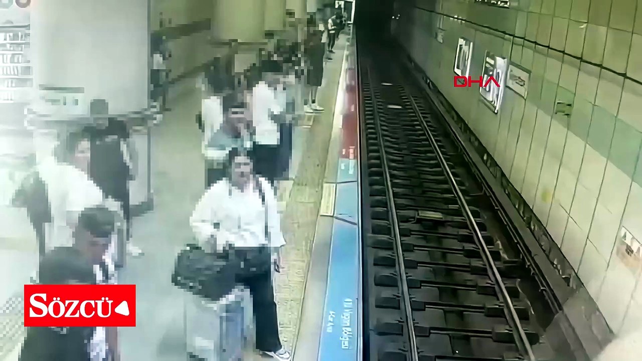 Şişli’de görme engelli Enes’in valiziyle metro raylarına düştüğü anlar kamerada