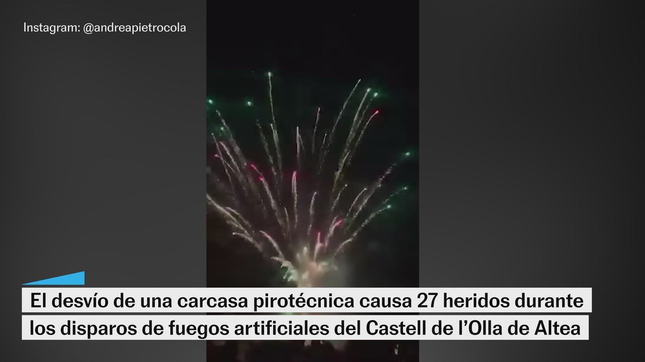 Las imágenes del incidente ocasionado por el desvío de una carcasa pirotécnica en Altea