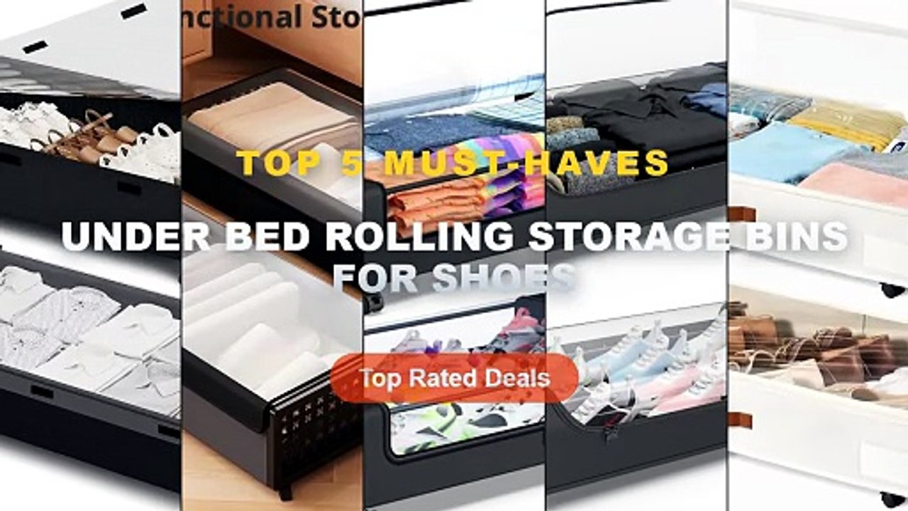 Amazing Under Bed Rolling Storage Bins For Shoe...