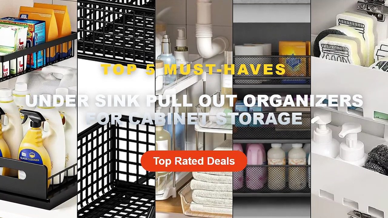 Under Sink Pull Out Organizers For Cabinet Storage: Top 5 Best Sellers - 2pcs Kitchen Under Sink Storage Box Spices Cond...