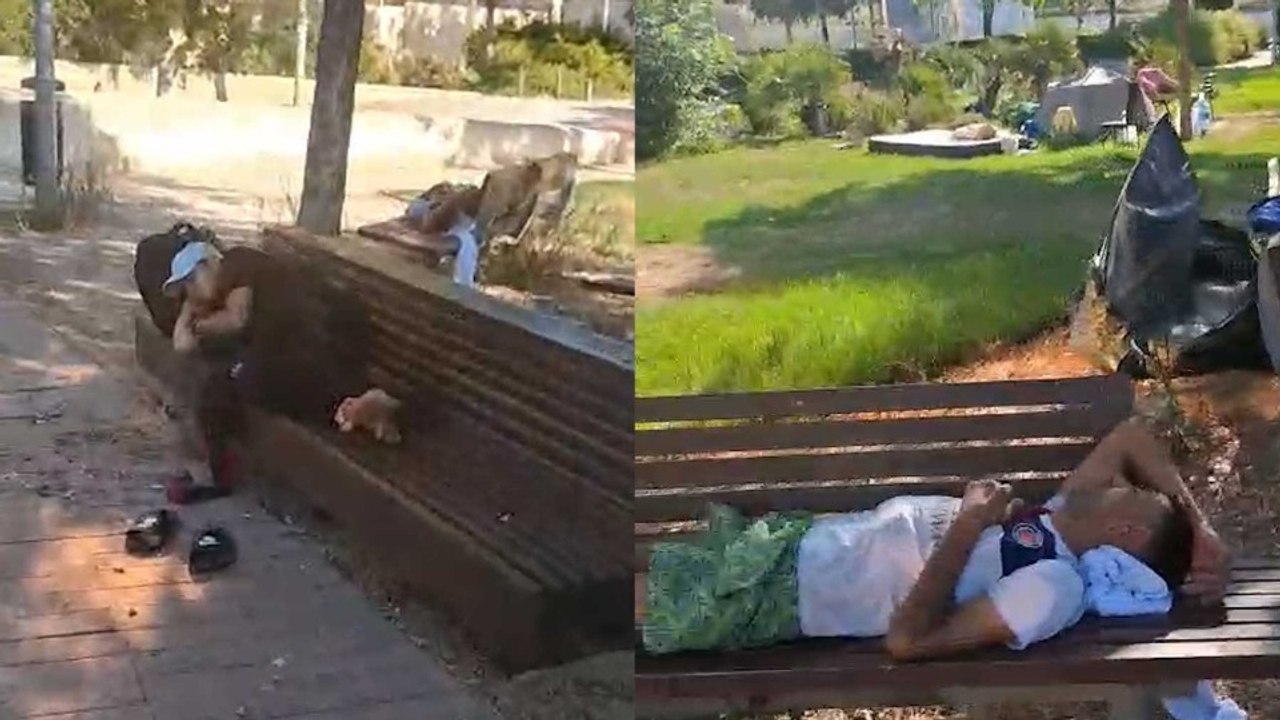 El parque 'okupa' de Palma: decenas de 'sin techo' malviven en tiendas de campaña y bancos frente al mar