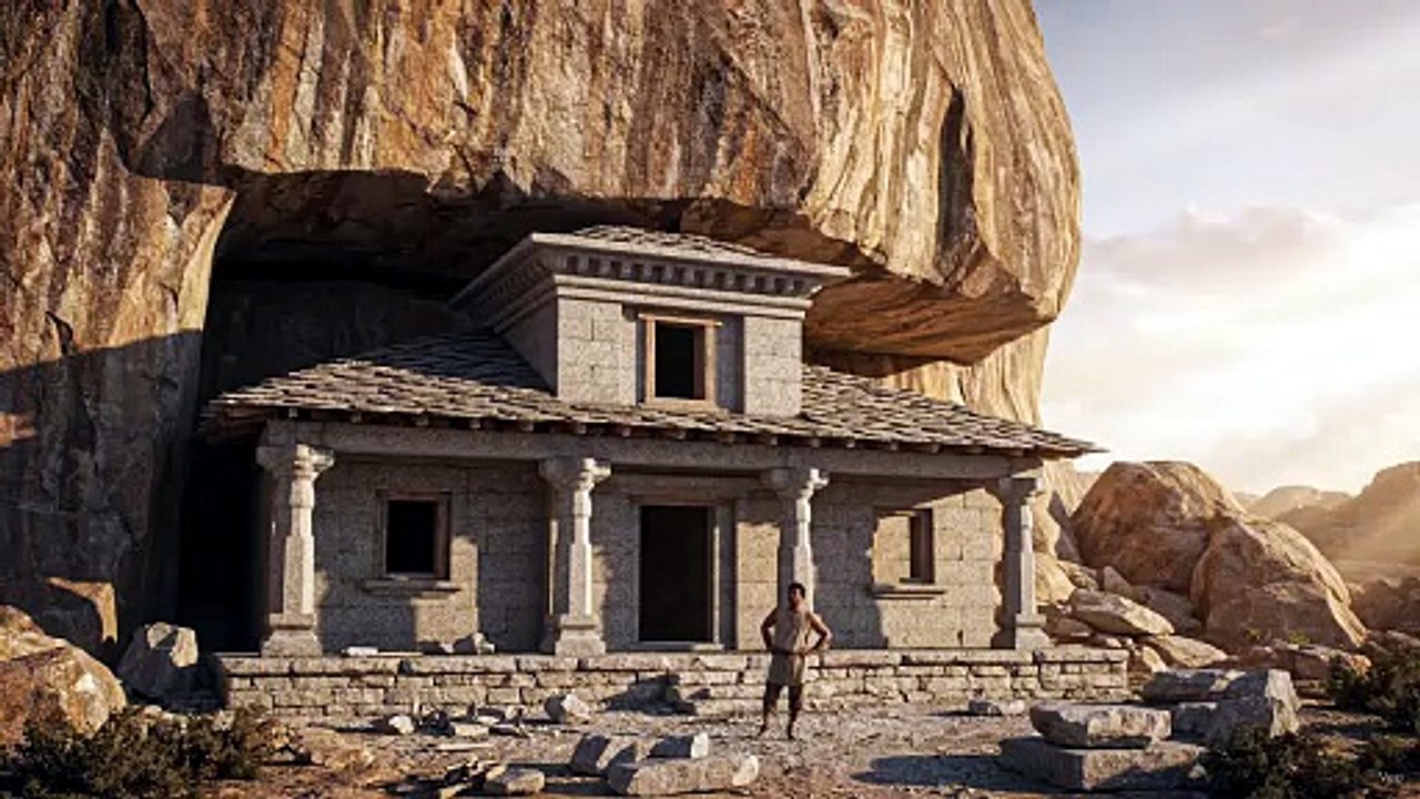 Building a house under a giant rock that can last for thousands of years  from start to finish
