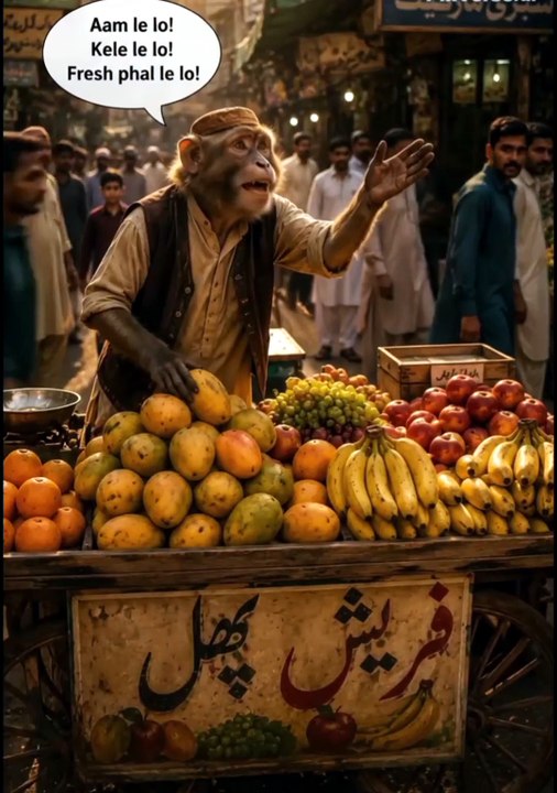🐒 He Opened a Fruit Stall in Pakistan… But Nobody Expected THIS! 😂🍎