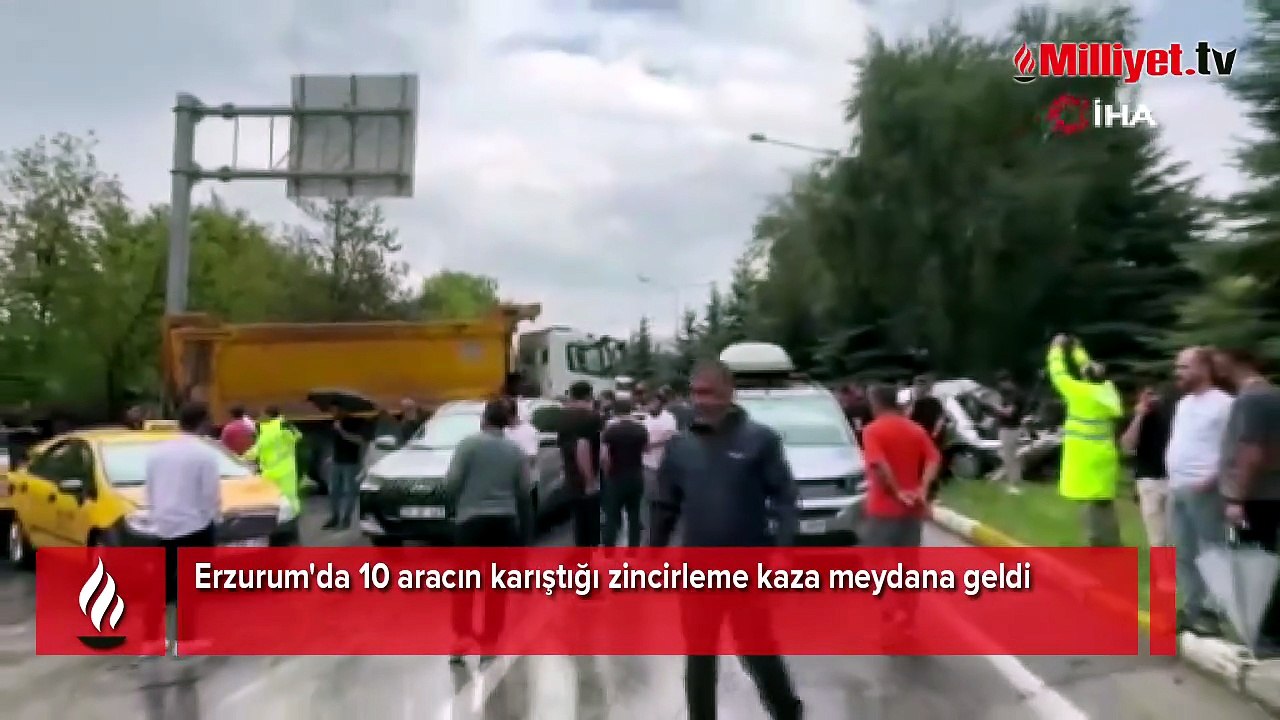 Erzurum'da feci kaza! 10 araç birbirine girdi: 5 yaralı