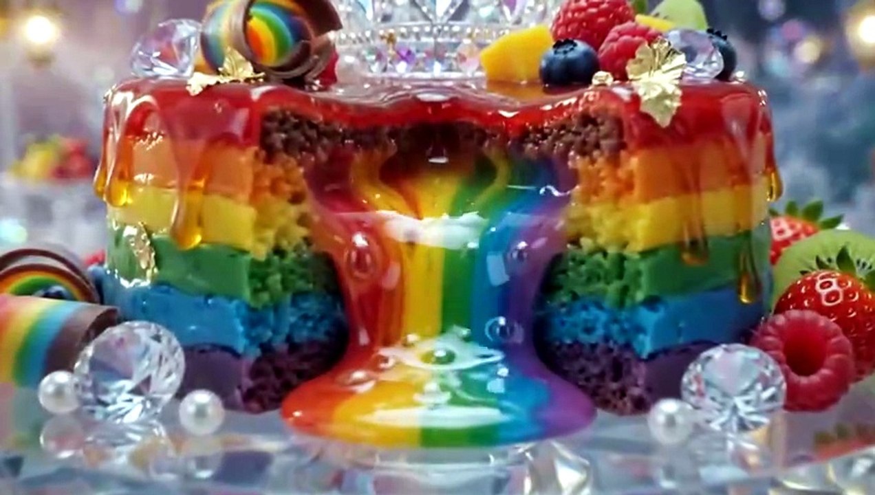 Rainbow Crystal Lava Cake 🌈💎 | Magical Miniature Cooking & Satisfying ASMR
