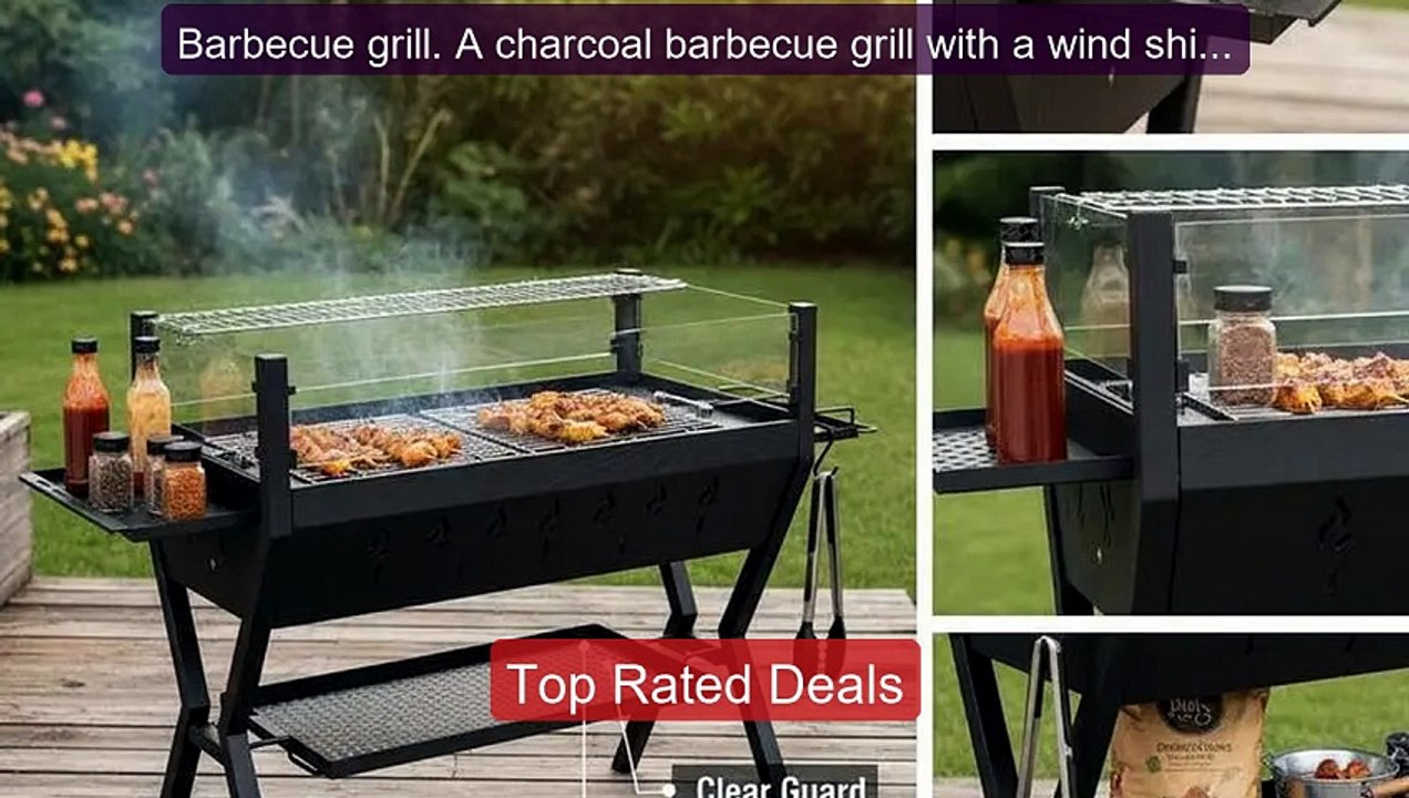 Barbecue grill. A charcoal barbecue grill with...