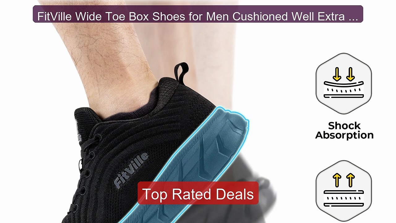FitVille Wide Toe Box Shoes for Men Cushioned W...