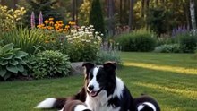 Dog Border Collie Mother With Cute Puppies Having Fun ❤️