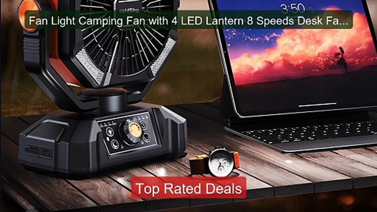 Fan Light Camping Fan with 4 LED Lantern 8 Speeds Desk Fan ... -- Top Pick 2026 | Unbeatable Price!