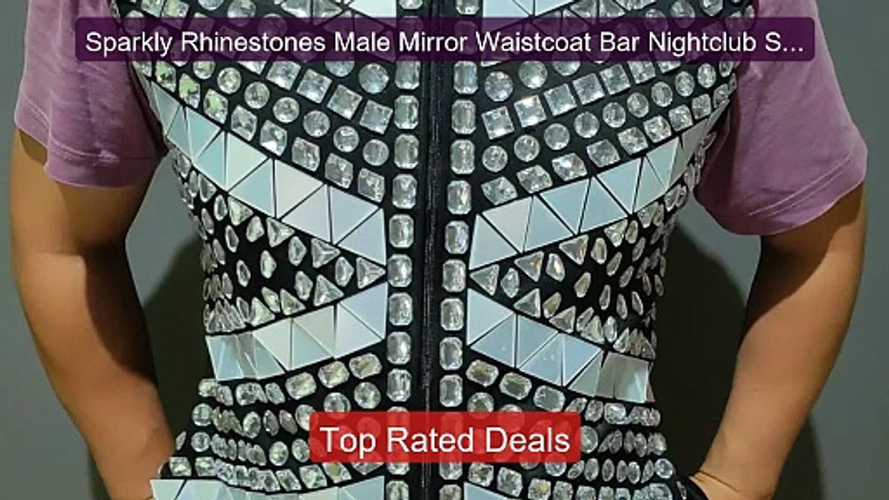 Sparkly Rhinestones Male Mirror Waistcoat Bar Nightclub Singer Sta... -- Best Deal 2026 | Shop Now!