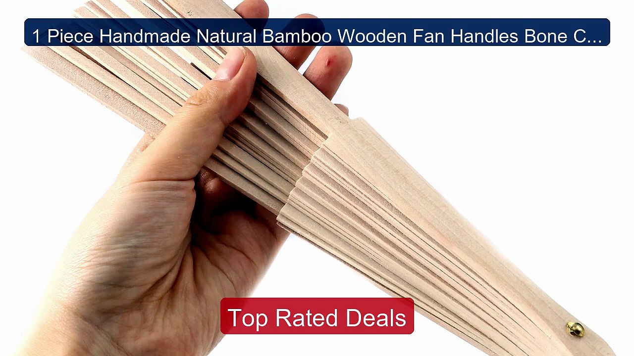 1 Piece Handmade Natural Bamboo Wooden Fan Hand...