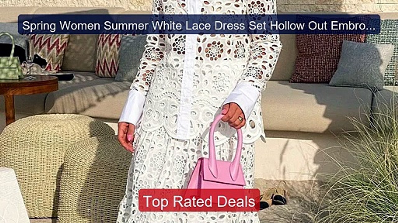 Spring Women Summer White Lace Dress Set Hollow Out Embroid... -- Top Pick 2026 | Unbeatable Price!