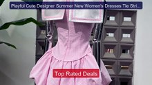 Playful Cute Designer Summer New Women's Dresses Tie Striped  Navy ... -- Top Rated 2026 | Buy Now!
