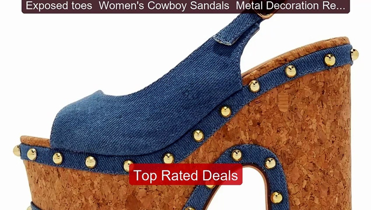 Exposed toes  Women's Cowboy Sandals  Metal Decoration Rear... -- Top Pick 2026 | Unbeatable Price!