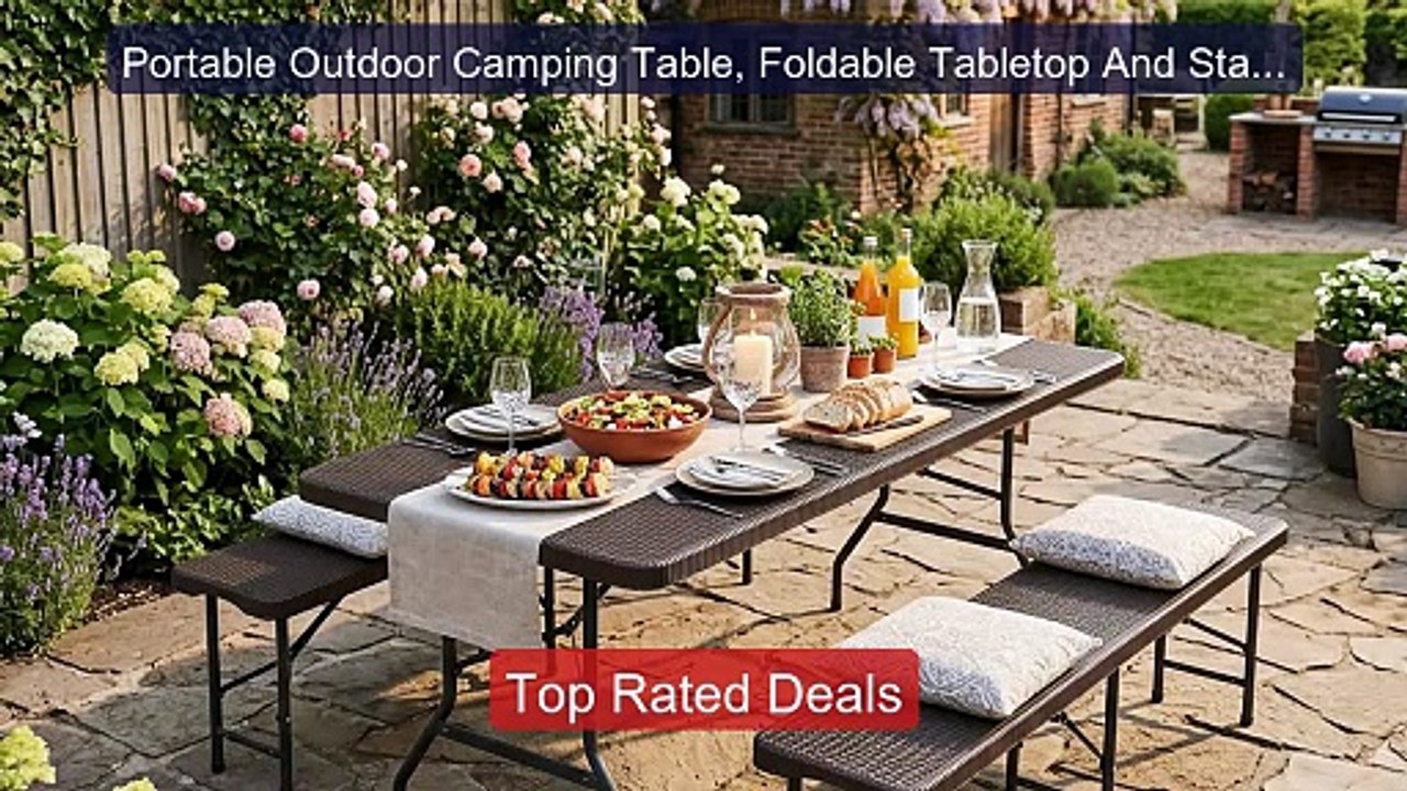 Portable Outdoor Camping Table, Foldable Tablet...