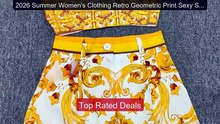 2026 Summer Women's Clothing Retro Geometric Print Sexy Sho... -- Top Pick 2026 | Unbeatable Price!