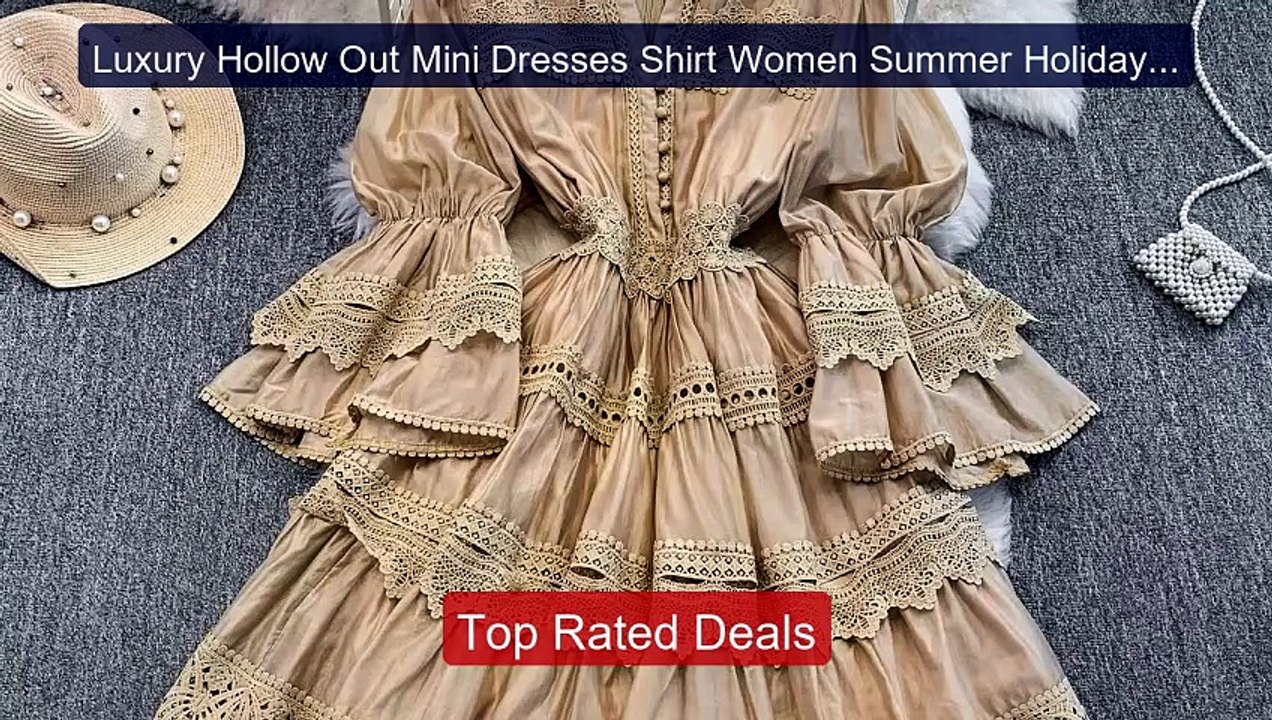 Luxury Hollow Out Mini Dresses Shirt Women Summer Holiday Ele... -- Amazing Value 2026 | Must Have!