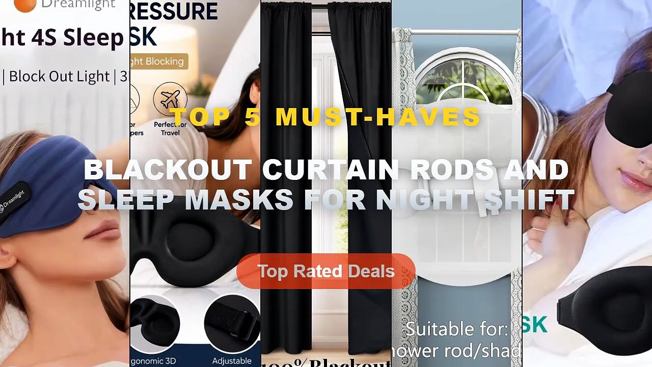 Top 5 Best Blackout Curtain Rods And Sleep Masks For Night Shift (Must Have!) - 3D Contoured Sleep Eye Mask Light Blocki...