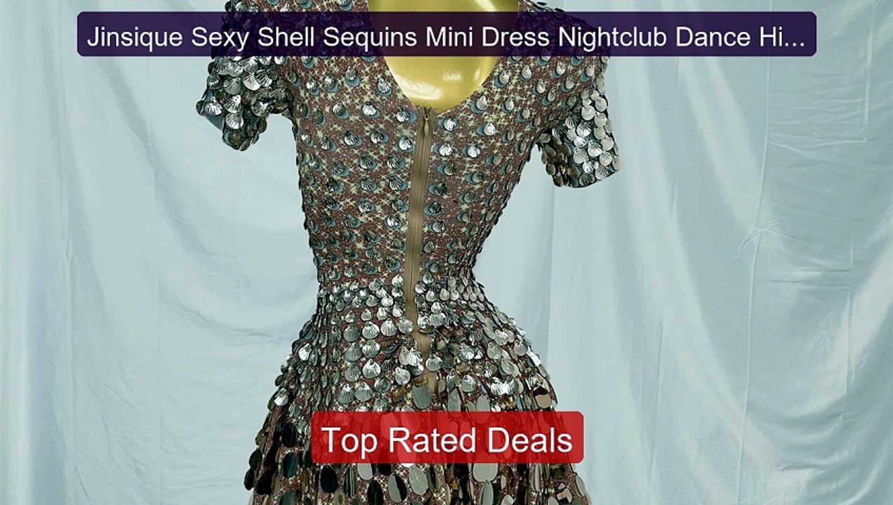 Jinsique Sexy Shell Sequins Mini Dress Nightclub Dance High Qu... -- Hot Deal 2026 | Limited Offer!