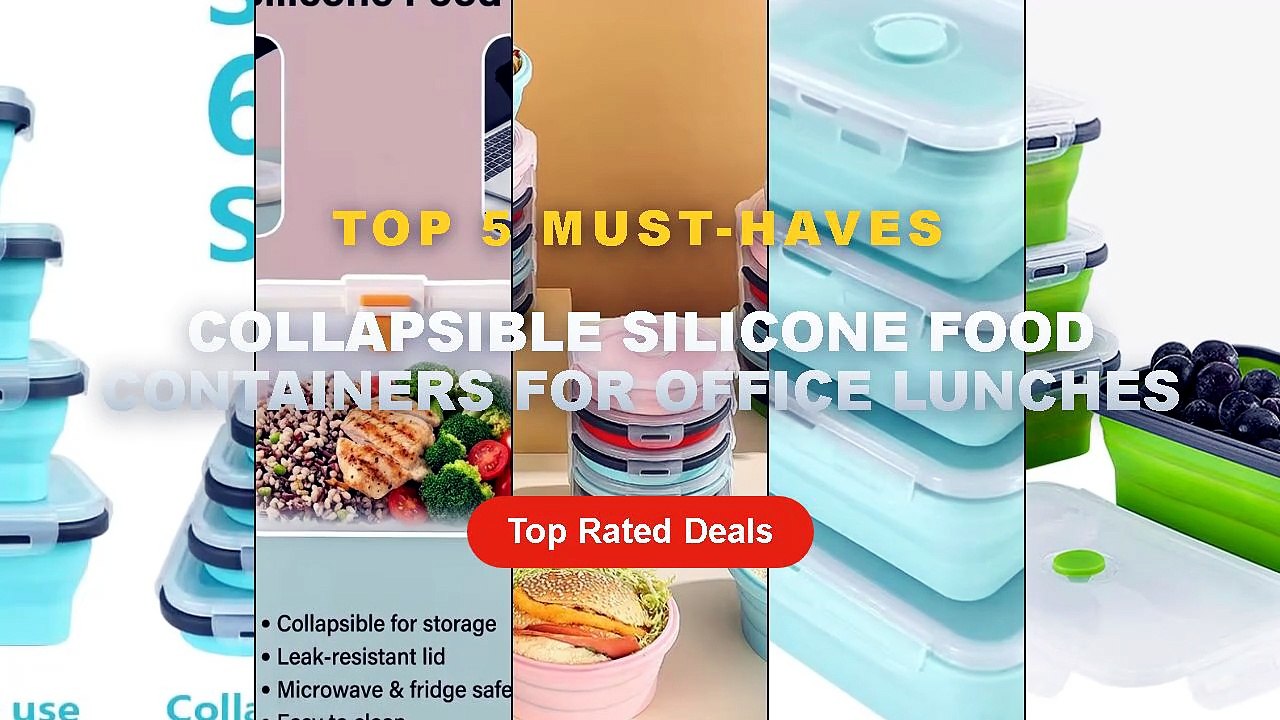 Top 5 Best Collapsible Silicone Food Containers For Office Lunches (Must Have!) - Collapsible Lunch Box Food Grade Silic...