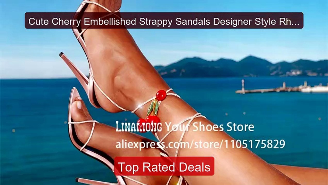Cute Cherry Embellished Strappy Sandals Designer Style Rhinest... -- Best Buy 2026 | Great Quality!