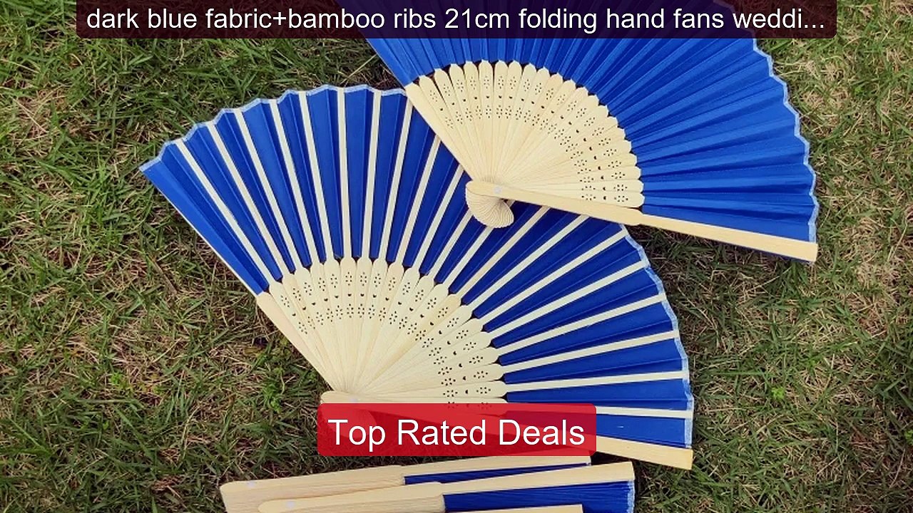 dark blue fabric+bamboo ribs 21cm folding hand fans wedding d... -- Amazing Value 2026 | Must Have!