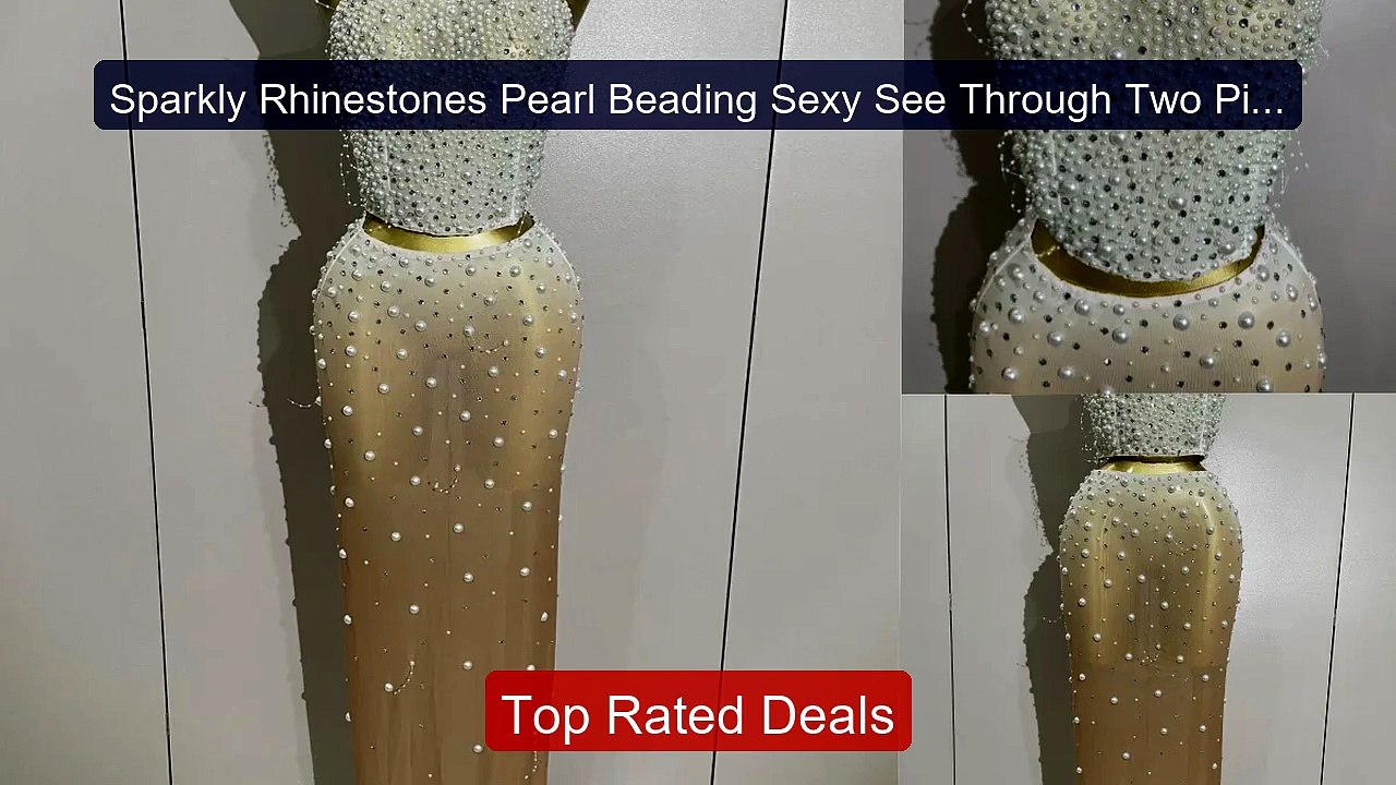 Sparkly Rhinestones Pearl Beading Sexy See Through Two Pieces ... -- Best Buy 2026 | Great Quality!