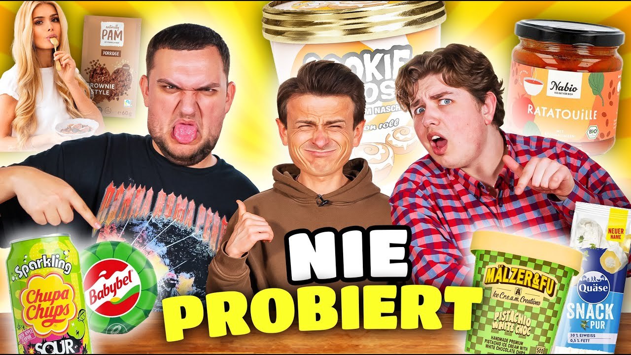 Wir ESSEN PRODUKTE, die wir NOCH NIE probiert haben! 🧀🍦 mit Smiley & Nico