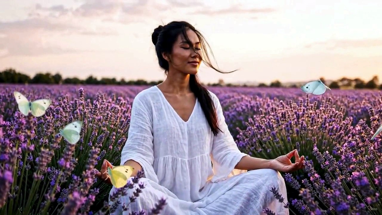 Peaceful Meditation in a Lavender Field